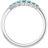 Platinum Round Natural Blue Zircon Accented Stackable Ring – 2.25mm Stones - view 7