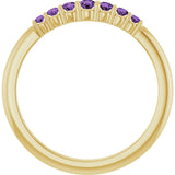 14K Gold Round Natural Amethyst Accented Stackable Ring – 2.25mm Stones - Yellow Gold - view 7