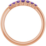 14K Gold Round Natural Amethyst Accented Stackable Ring – 2.25mm Stones - Rose Gold - view 7