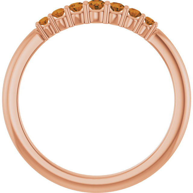 14K Gold Round Natural Citrine Accented Stackable Ring – 2.25mm Stones - Rose Gold - view 7
