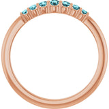 14K Gold Round Natural Blue Zircon Accented Stackable Ring – 2.25mm Stones - Rose Gold - view 7