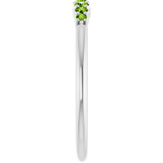 Platinum Round Natural Peridot Accented Stackable Ring – 2.25mm Stones - view 9