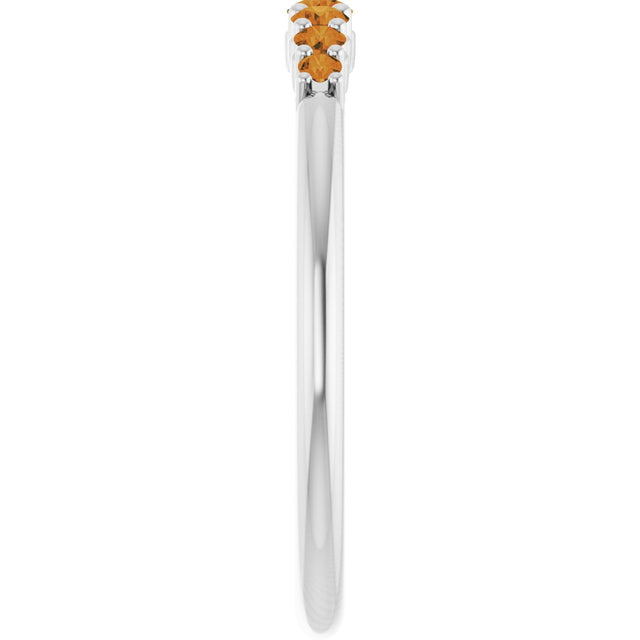 Platinum Round Natural Citrine Accented Stackable Ring – 2.25mm Stones - view 9