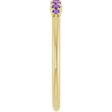 14K Gold Round Natural Amethyst Accented Stackable Ring – 2.25mm Stones - Yellow Gold - view 9