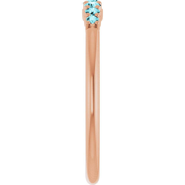 14K Gold Round Natural Blue Zircon Accented Stackable Ring – 2.25mm Stones - Rose Gold - view 9