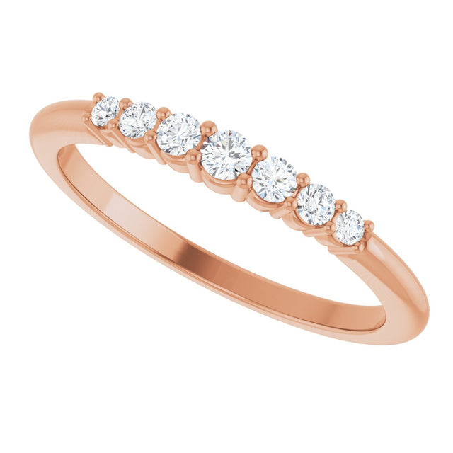 14K Gold Round Natural Diamond Accented Stackable Ring – 2.25mm Stones - Rose Gold - view 10