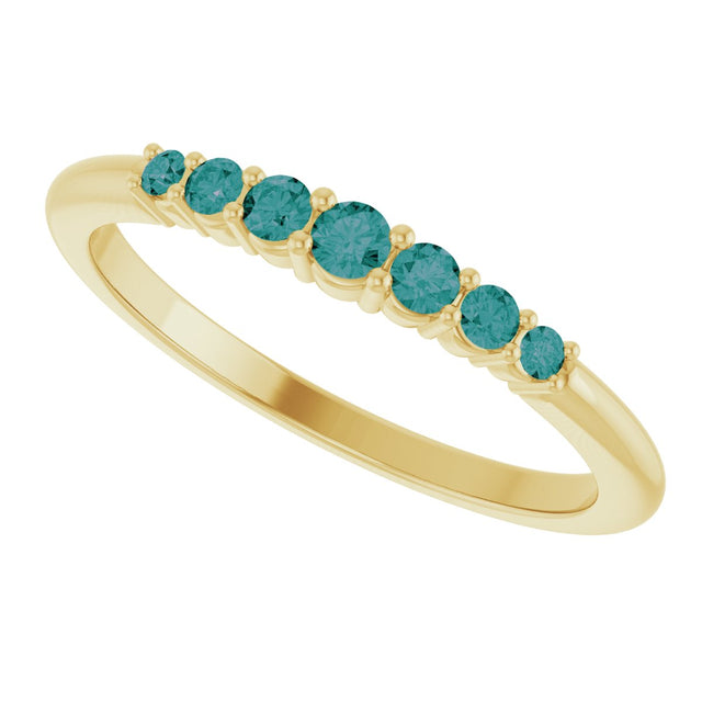 14K Gold Round Natural Alexandrite Accented Stackable Ring – 2.25mm Stones - Yellow Gold - view 10