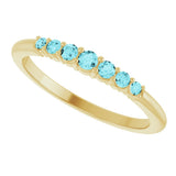 14K Gold Round Natural Blue Zircon Accented Stackable Ring – 2.25mm Stones - Yellow Gold - view 10