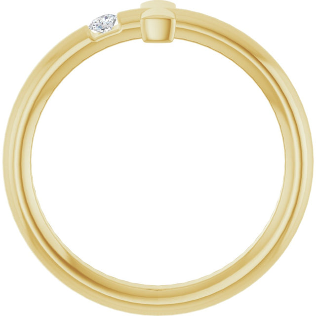 14K Gold Round Natural Diamond Sideways Cross Ring – 2.25mm Stones - Yellow Gold - view 7
