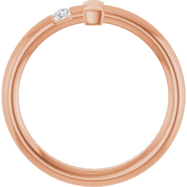 14K Gold Round Natural Diamond Sideways Cross Ring – 2.25mm Stones - Rose Gold - view 7