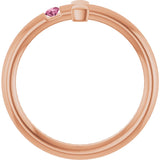 14K Gold Round Natural Pink Tourmaline Sideways Cross Ring - Rose Gold - view 7