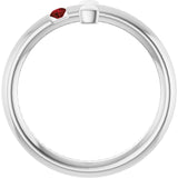 Platinum Round Natural Mozambique Garnet Sideways Cross Ring - view 7