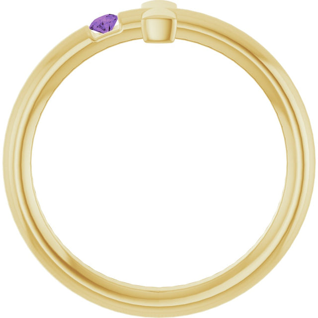 14K Gold Round Natural Amethyst Sideways Cross Ring - Yellow Gold - view 7