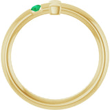 14K Gold Round Natural Emerald Sideways Cross Ring - Yellow Gold - view 7