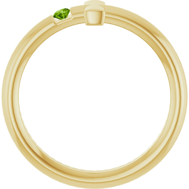 14K Gold Round Natural Peridot Sideways Cross Ring - Yellow Gold - view 7