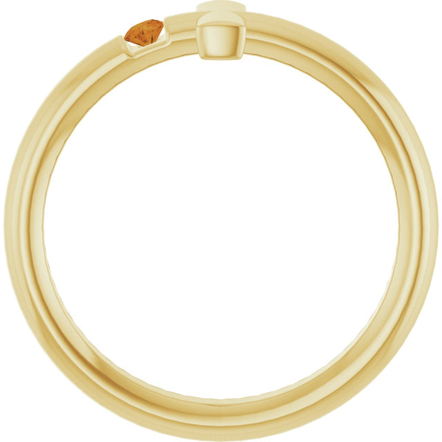 14K Gold Round Natural Citrine Sideways Cross Ring - Yellow Gold - view 7