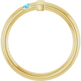 14K Gold Round Natural Blue Zircon Sideways Cross Ring - Yellow Gold - view 7
