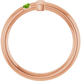 14K Gold Round Natural Peridot Sideways Cross Ring - Rose Gold - view 7