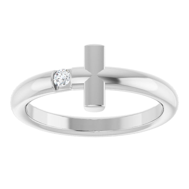 Platinum Round Natural Diamond Sideways Cross Ring – 2.25mm Stones - view 8