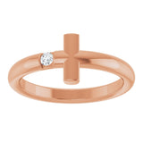 14K Gold Round Natural Diamond Sideways Cross Ring – 2.25mm Stones - Rose Gold - view 8