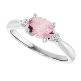 14K Gold Oval Natural Pink Morganite & Natural Diamond Accented Ring II - White Gold - view 5