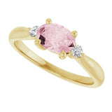 14K Gold Oval Natural Pink Morganite & Natural Diamond Accented Ring II - Yellow Gold - view 5