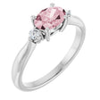 Platinum Oval Natural Pink Morganite & Natural Diamond Accented Ring