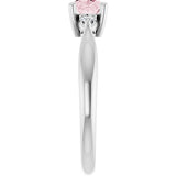 14K Gold Oval Natural Pink Morganite & Natural Diamond Accented Ring II - White Gold - view 4