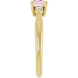 14K Gold Oval Natural Pink Morganite & Natural Diamond Accented Ring II - Yellow Gold - view 4