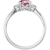 14K Gold Oval Natural Pink Morganite & Natural Diamond Accented Ring II - White Gold - view 2
