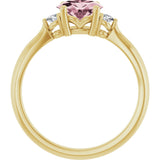 14K Gold Oval Natural Pink Morganite & Natural Diamond Accented Ring II - Yellow Gold - view 2