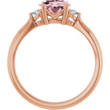 14K Gold Oval Natural Pink Morganite & Natural Diamond Accented Ring II - Rose Gold - view 2