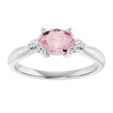 14K Gold Oval Natural Pink Morganite & Natural Diamond Accented Ring II - White Gold - view 3