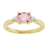 14K Gold Oval Natural Pink Morganite & Natural Diamond Accented Ring II - Yellow Gold - view 3