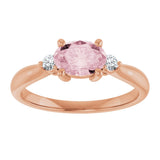 14K Gold Oval Natural Pink Morganite & Natural Diamond Accented Ring II - Rose Gold - view 3