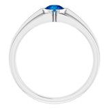 Platinum Round Lab-Grown Blue Sapphire Bezel-Set Ring – 5.5mm Stones - view 2