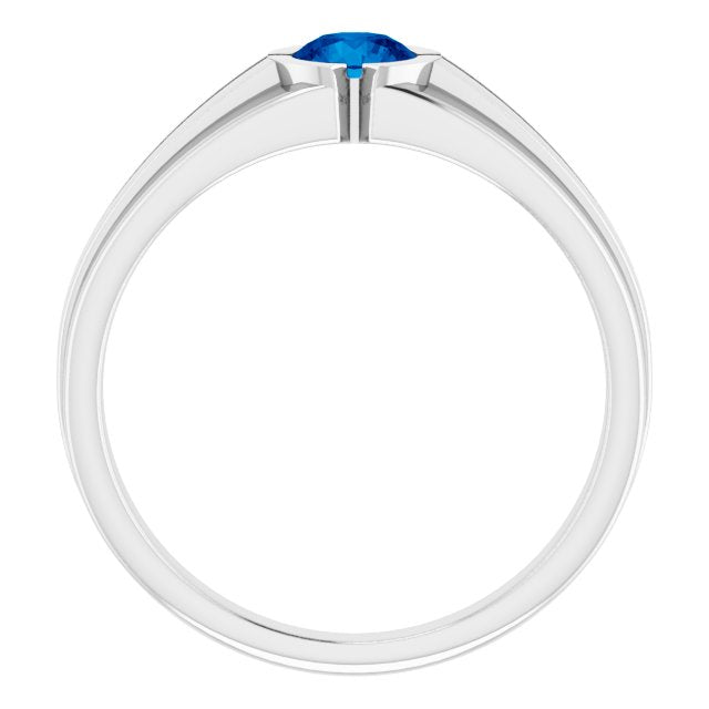 Platinum Round Lab-Grown Blue Sapphire Bezel-Set Ring – 5.5mm Stones - view 2