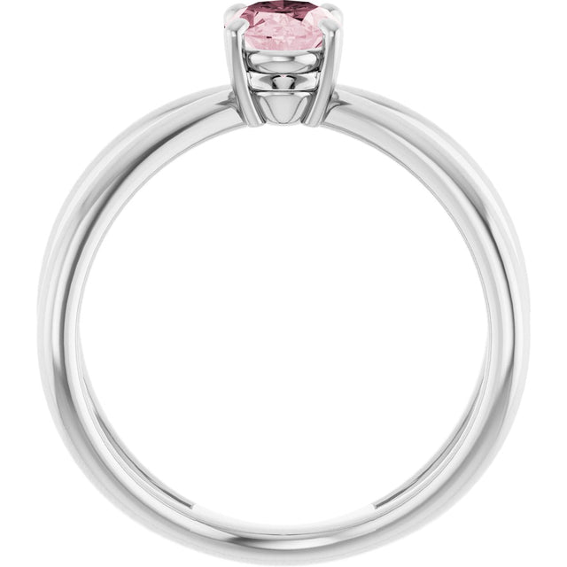 Platinum Oval Natural Pink Morganite Solitaire Criss-Cross Ring - view 2
