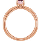 14K Gold Oval Natural Pink Morganite Solitaire Criss-Cross Ring - Rose Gold - view 2