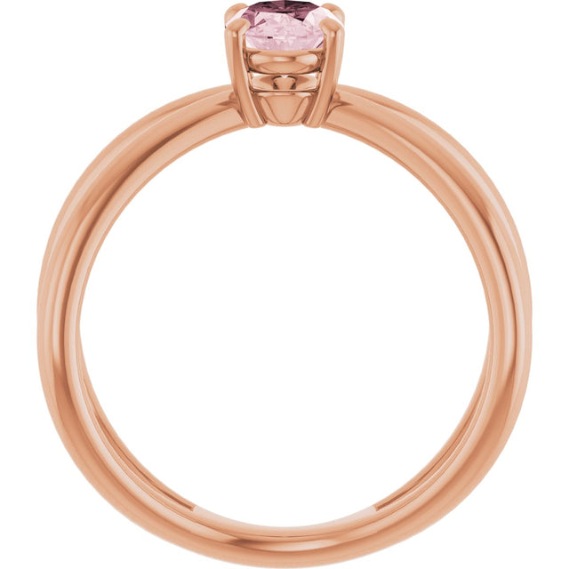 14K Gold Oval Natural Pink Morganite Solitaire Criss-Cross Ring - Rose Gold - view 2