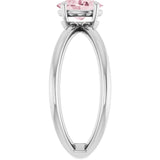 14K Gold Oval Natural Pink Morganite Solitaire Criss-Cross Ring - White Gold - view 4