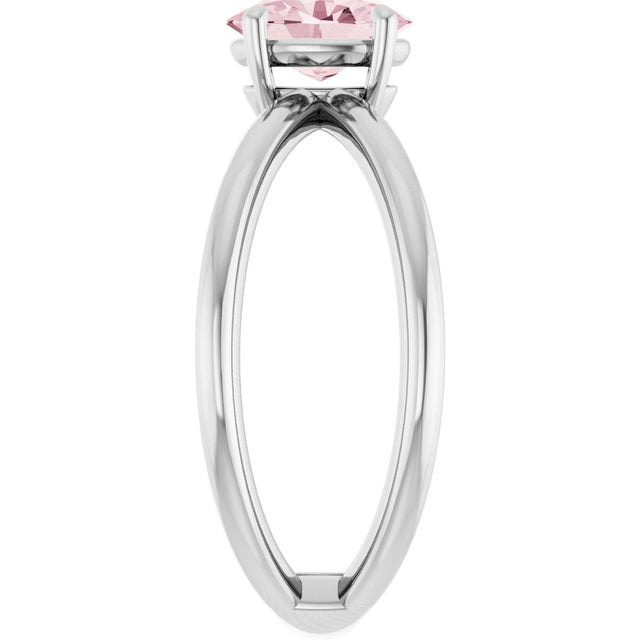 14K Gold Oval Natural Pink Morganite Solitaire Criss-Cross Ring - White Gold - view 4