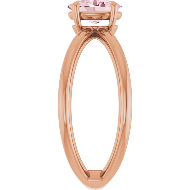 14K Gold Oval Natural Pink Morganite Solitaire Criss-Cross Ring - Rose Gold - view 4