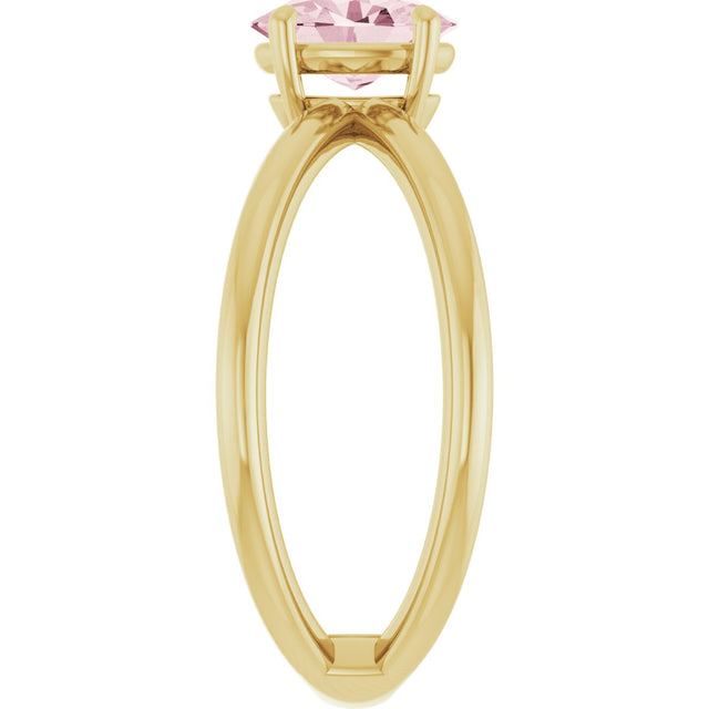 14K Gold Oval Natural Pink Morganite Solitaire Criss-Cross Ring - Yellow Gold - view 4