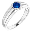 14K Gold Round Lab-Grown Blue Sapphire Bezel-Set Ring – 5.5mm Stones - White Gold