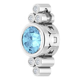 14K Gold Round Natural Aquamarine & Natural Diamond Bezel-Set Accented Pendant – 0.06 CTW - view 2
