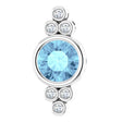 14K Gold Round Natural Aquamarine & Natural Diamond Bezel-Set Accented Pendant – 0.06 CTW