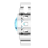 14K Gold Round Natural Aquamarine & Natural Diamond Bezel-Set Accented Pendant – 0.06 CTW - view 3