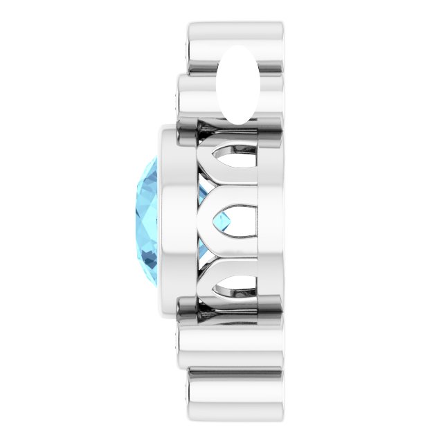 14K Gold Round Natural Aquamarine & Natural Diamond Bezel-Set Accented Pendant – 0.06 CTW - view 3