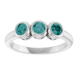 Platinum Round Natural Alexandrite Three-Stone Bezel-Set Ring - view 8